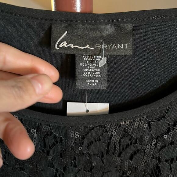 New Lane Bryant Lace Sequins Blouse Mini Dress in Black 20 - Picture 3 of 7
